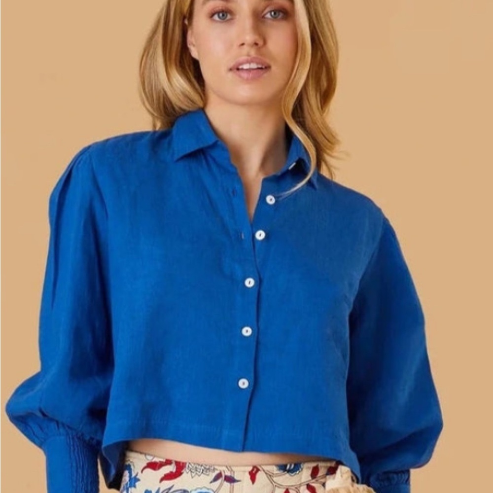 Women's Blue Button-Up Top